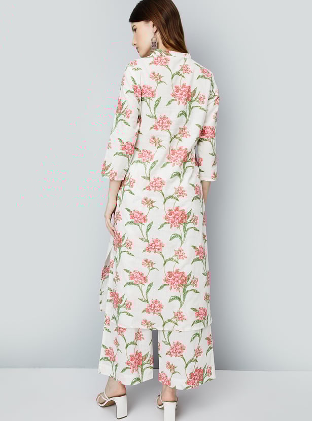 Graceful Floral Print A Line Kurta for Women