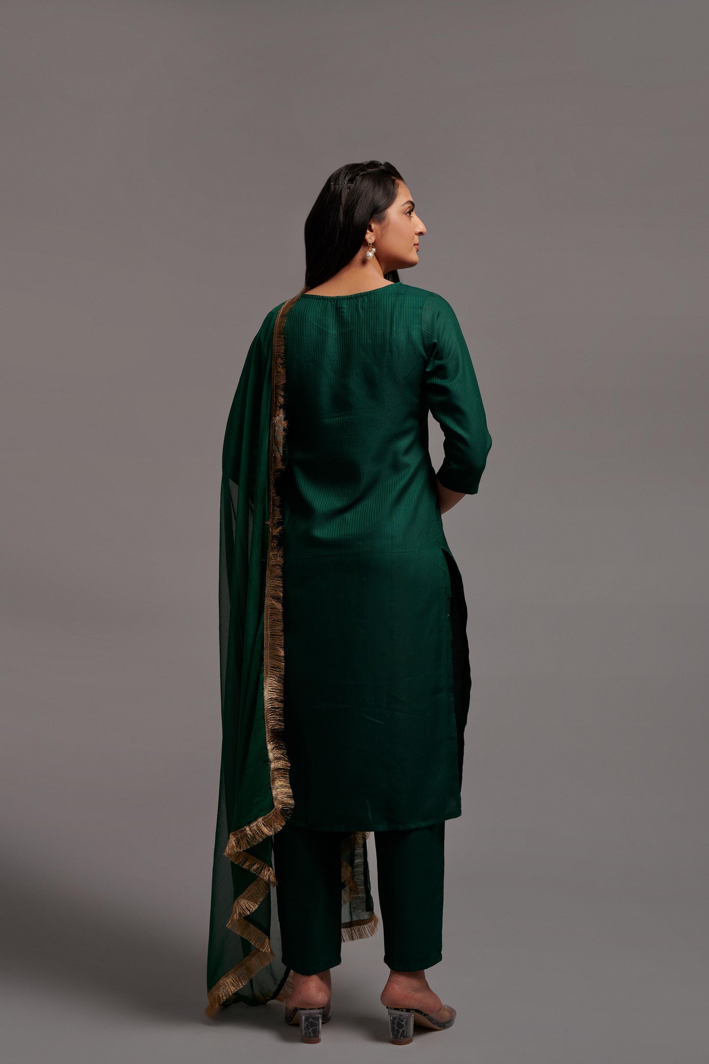 Green Women’s Rayon Kurti Set with Sequins Embroidery Work, Stitched Bottom & Dupatta – Party & Festive Wear