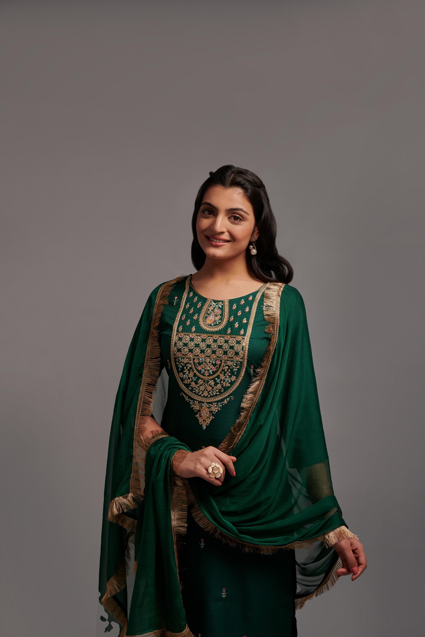 Green Women’s Rayon Kurti Set with Sequins Embroidery Work, Stitched Bottom & Dupatta – Party & Festive Wear