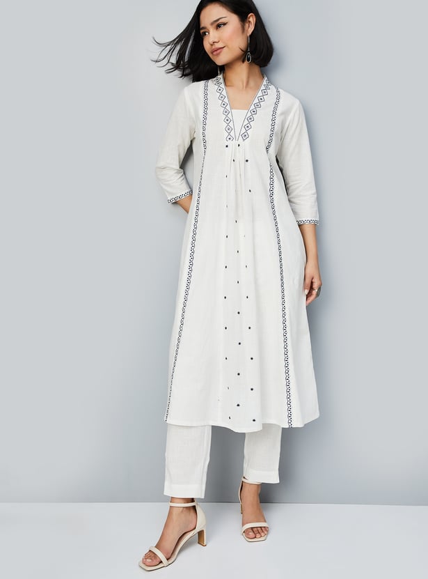 Charming Women’s Embroidered A-Line Kurta Set