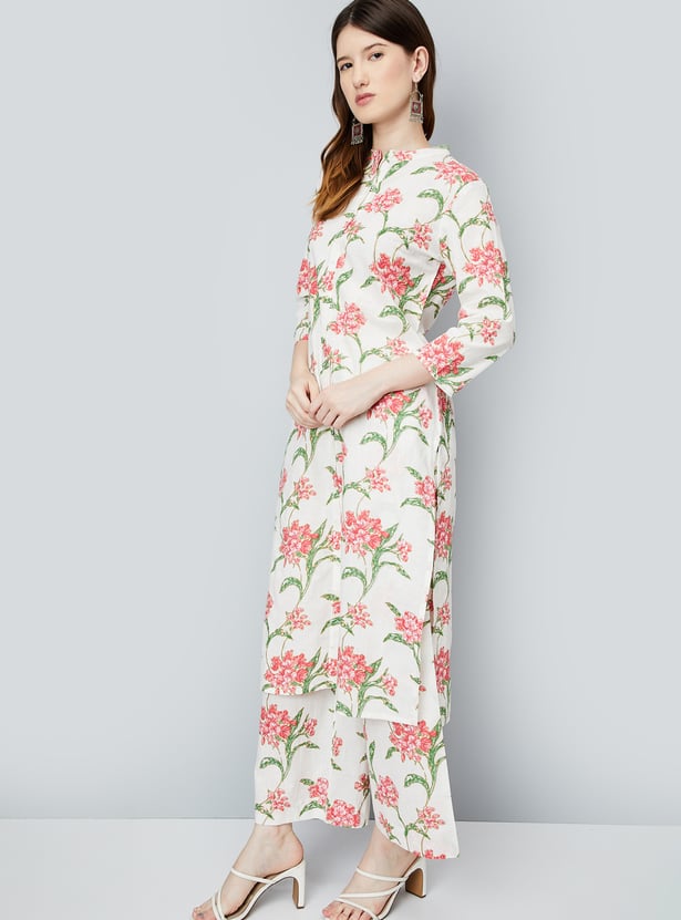 Graceful Floral Print A Line Kurta for Women