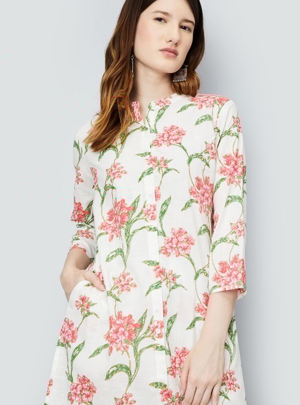 Graceful Floral Print A Line Kurta for Women