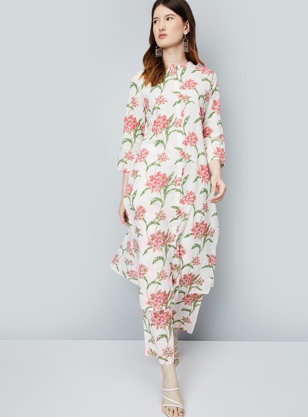Graceful Floral Print A Line Kurta for Women