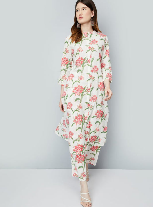 Graceful Floral Print A Line Kurta for Women