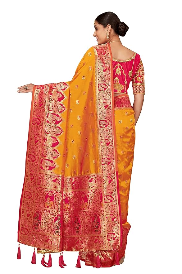 Designer Heavy Banarasi Silk Saree with Rich Unstitched Blouse Fabric