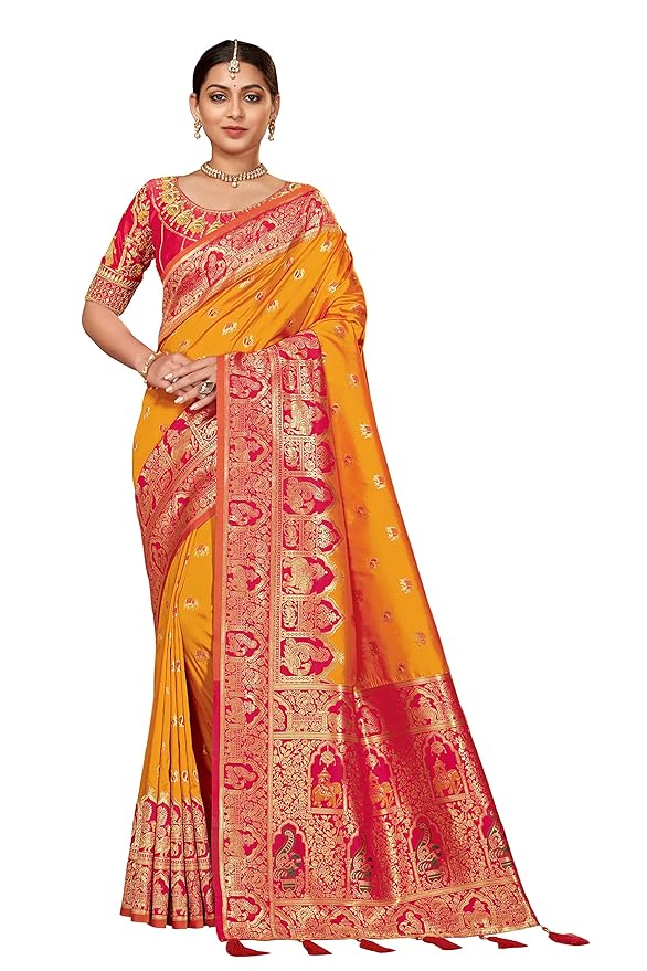 Designer Heavy Banarasi Silk Saree with Rich Unstitched Blouse Fabric