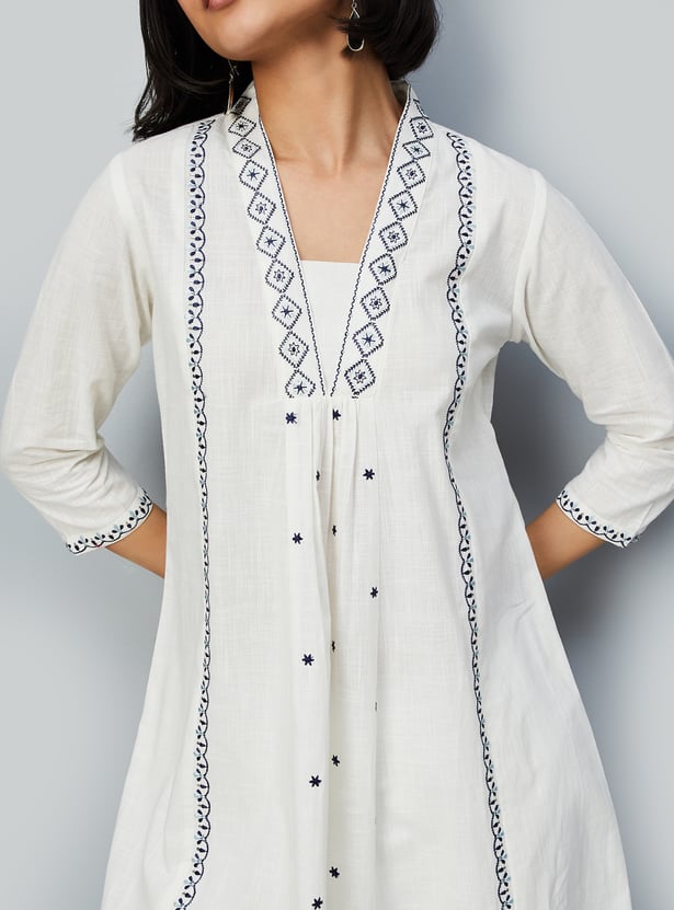 Charming Women’s Embroidered A-Line Kurta Set