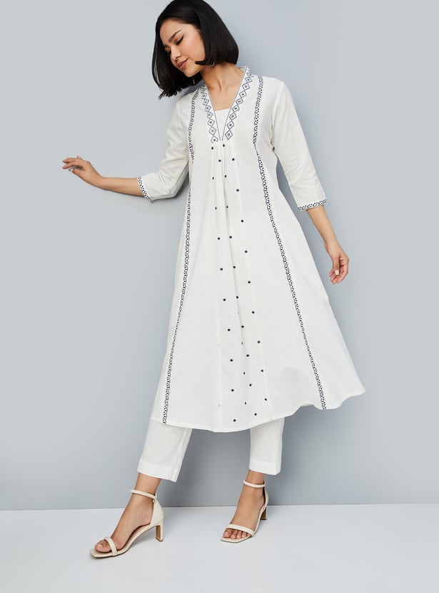 Charming Women’s Embroidered A-Line Kurta Set