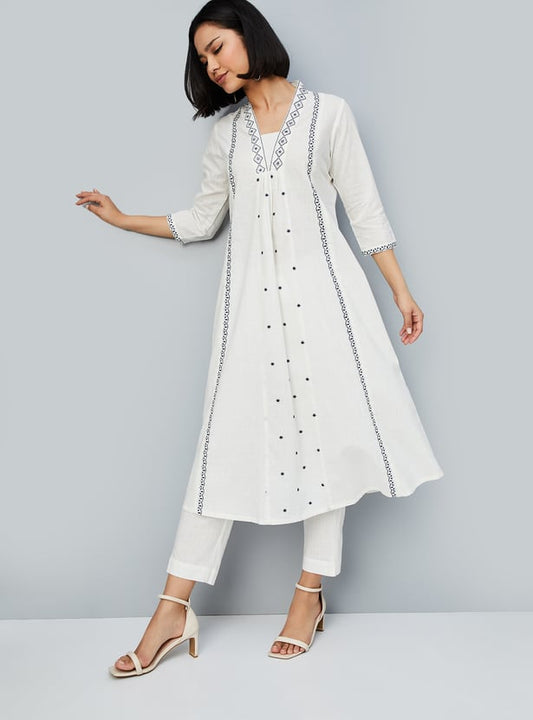 Charming Women’s Embroidered A-Line Kurta Set