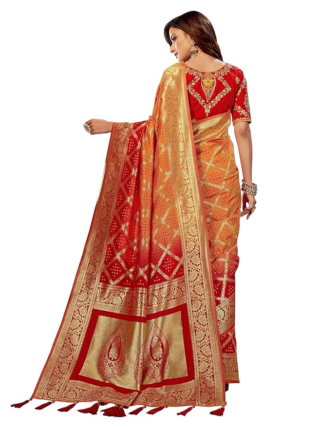 Beautiful Trendy Woven Jacquard Saree for Women with Blouse Fabric