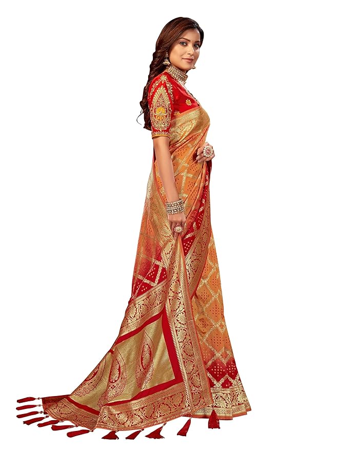 Beautiful Trendy Woven Jacquard Saree for Women with Blouse Fabric