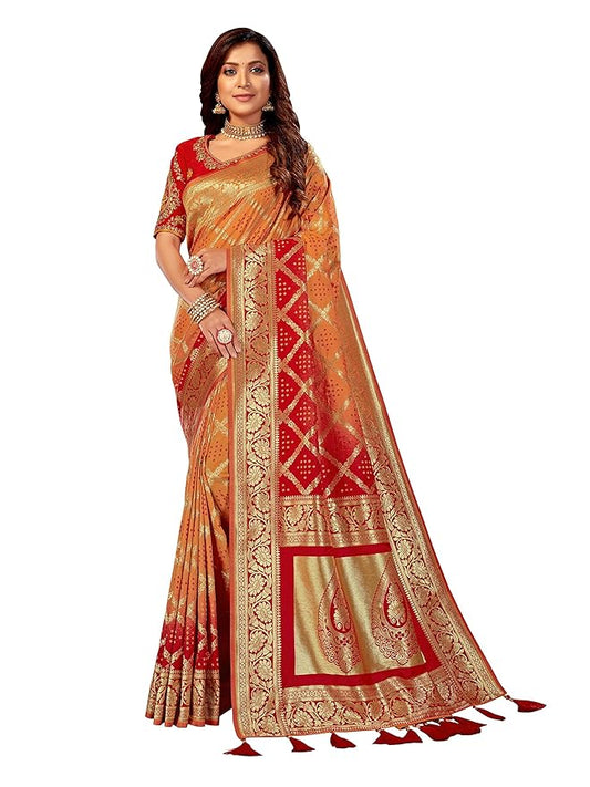 Beautiful Trendy Woven Jacquard Saree for Women with Blouse Fabric